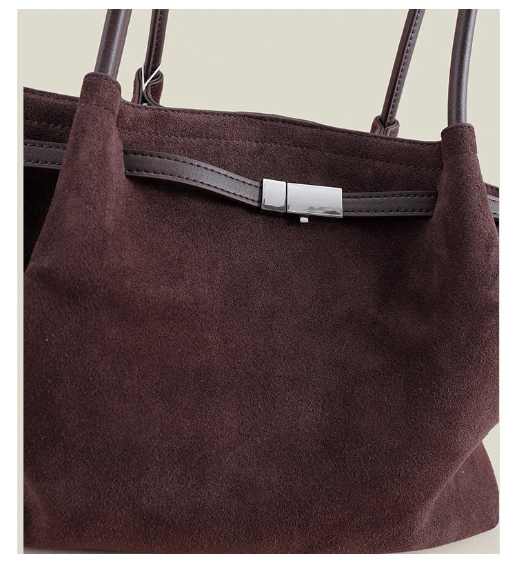 Slouchy Style Suede Leather Handbag
