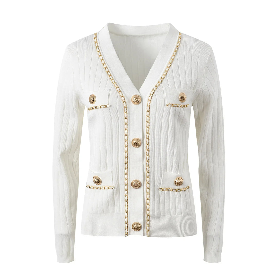 Stylish Chain Buckle Knitted Sweater
