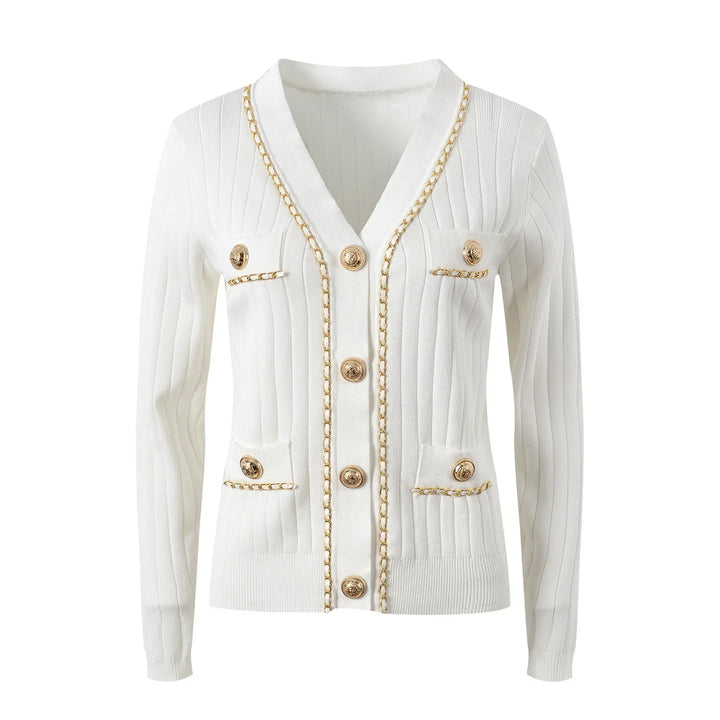 Stylish Chain Buckle Knitted Sweater