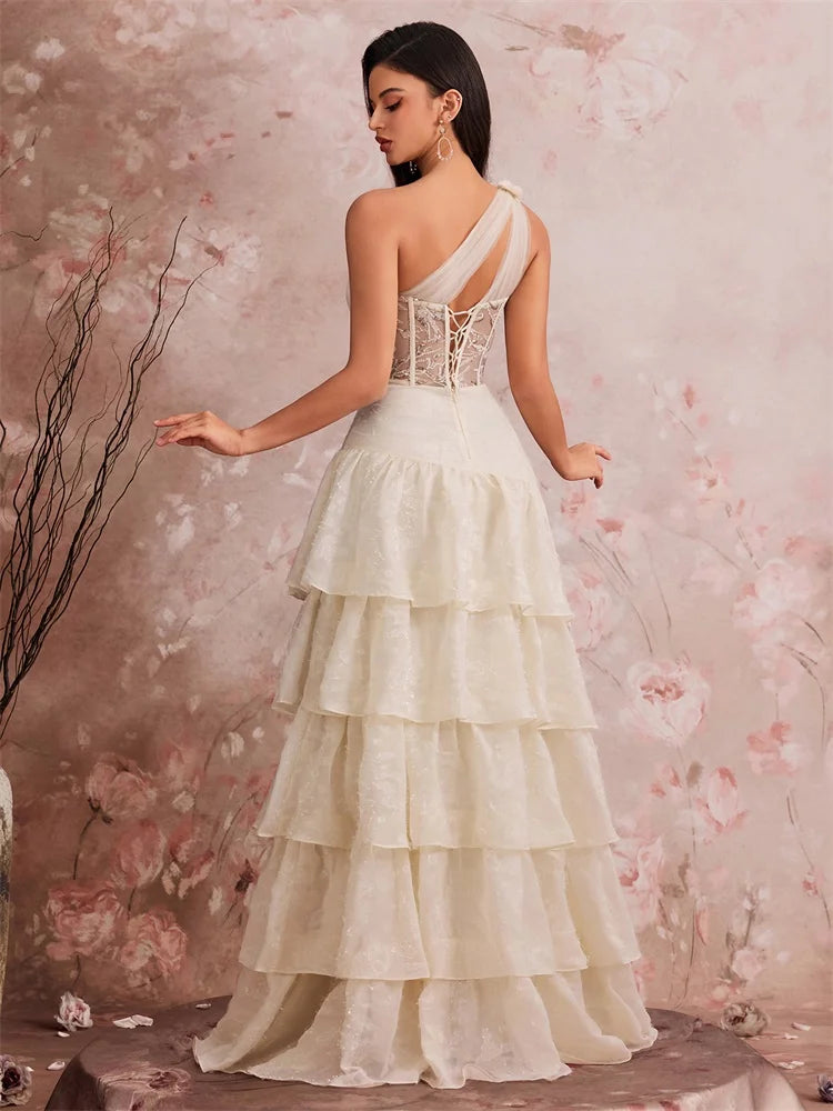 Charming Skew-shouldered Cocktail Gown