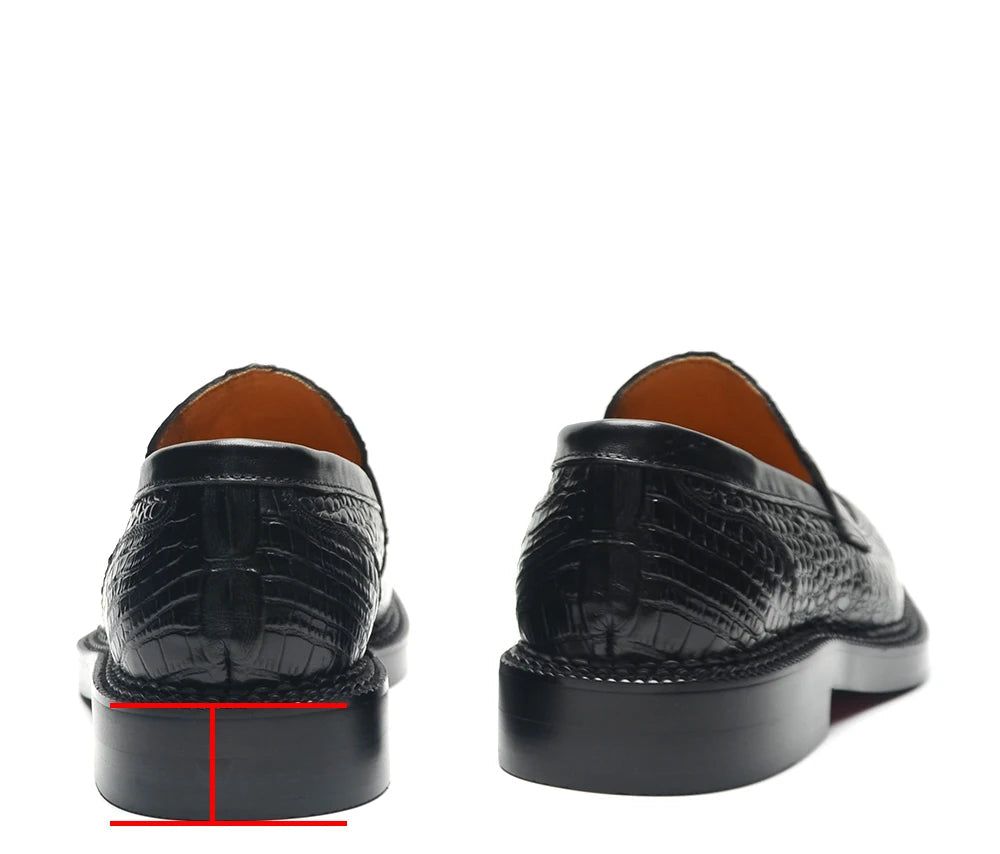 Black Natural Leather Penny Loafers