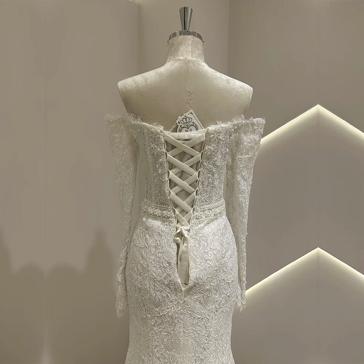 Wonderful Off Shoulder Wedding Gown