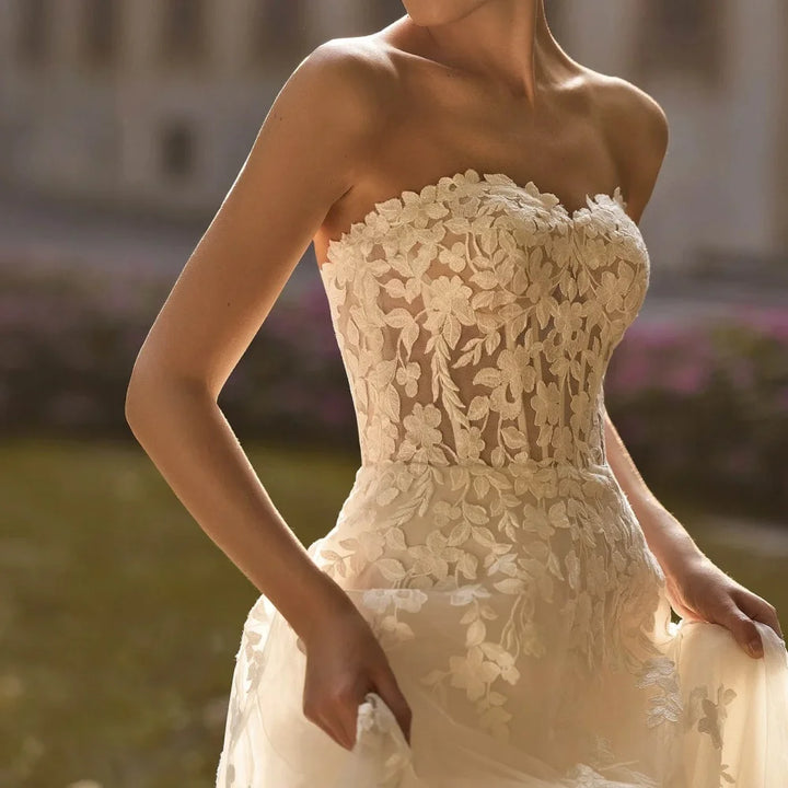 Alluring High Split Bridal Gown