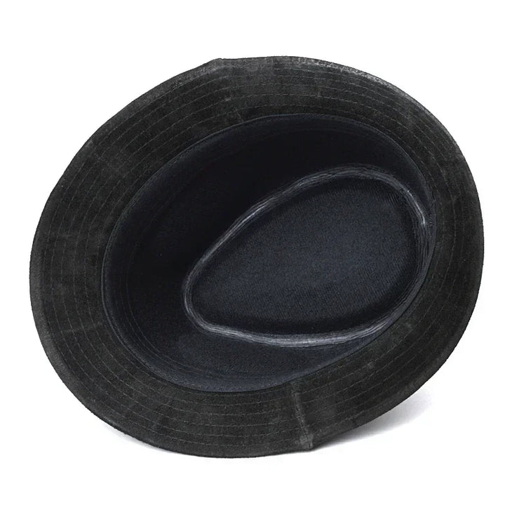 Stylish Black Geometry Real Leather Hat