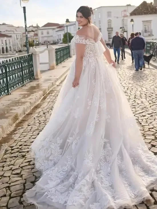 Off Shoulder Appliques Bridal Dress