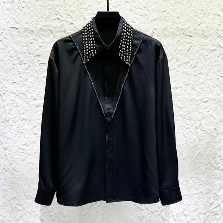 Trendy Diamond-Studded Shirt