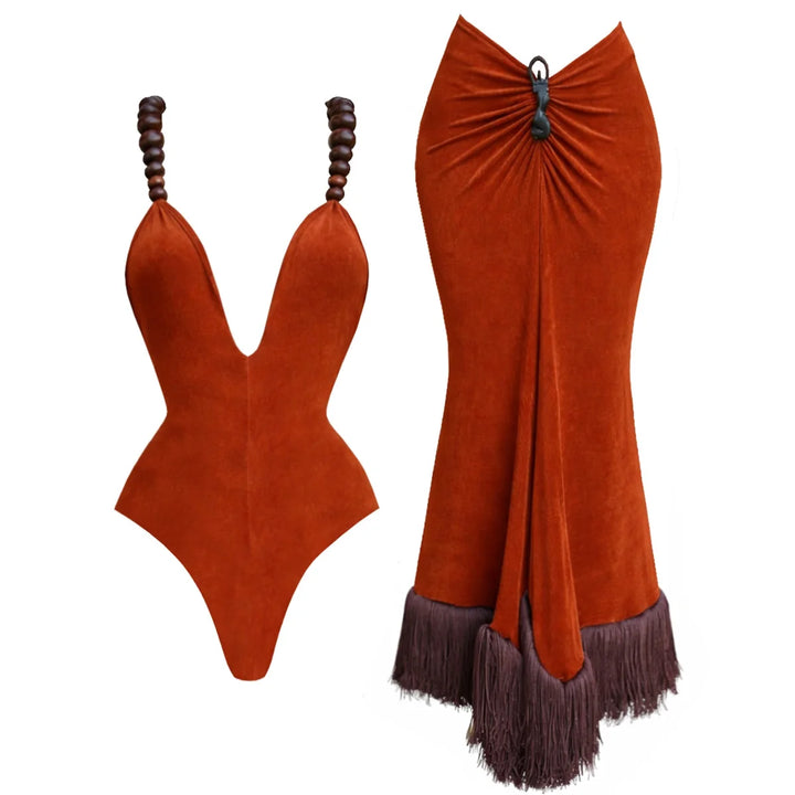 Stylish Beaded 2 Pieces Bikini Set