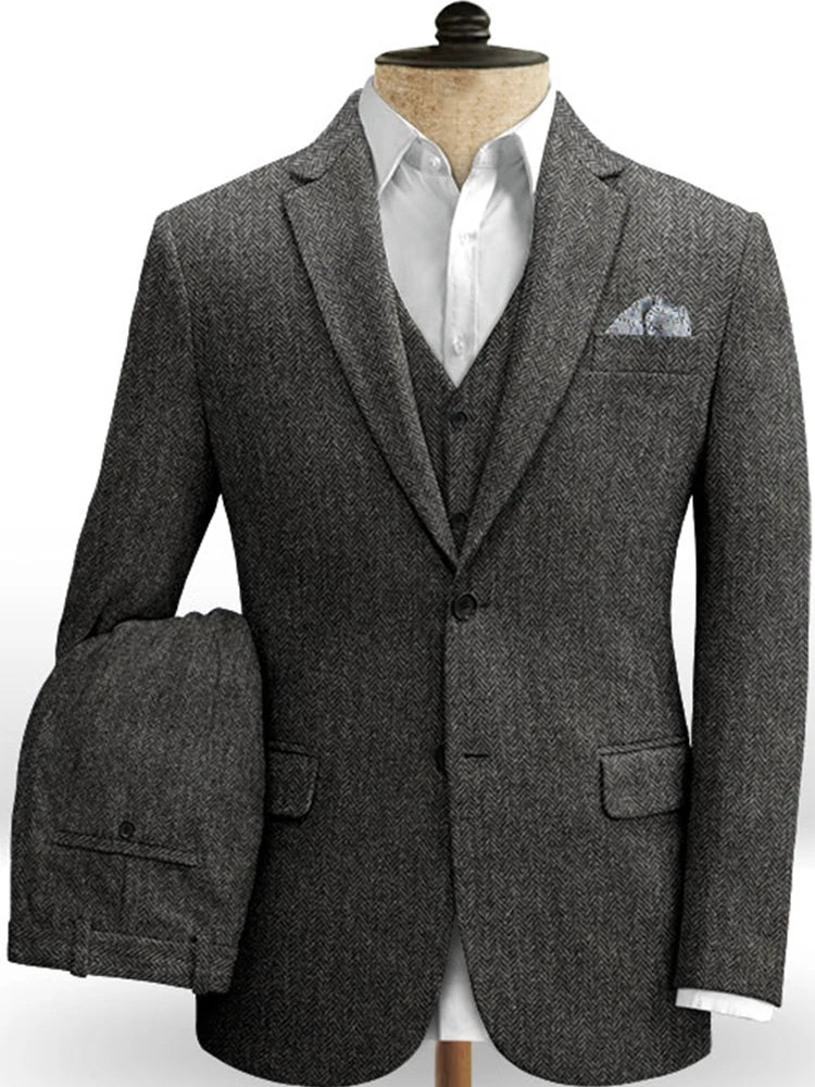 Vintage 3-Piece Single Breasted Tweed Suit