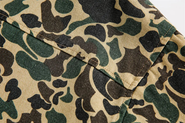 Camouflage Spliced Lapel Cargo Jacket