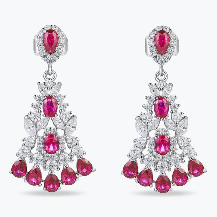 Vintage Round Cut Ruby Drop Earrings