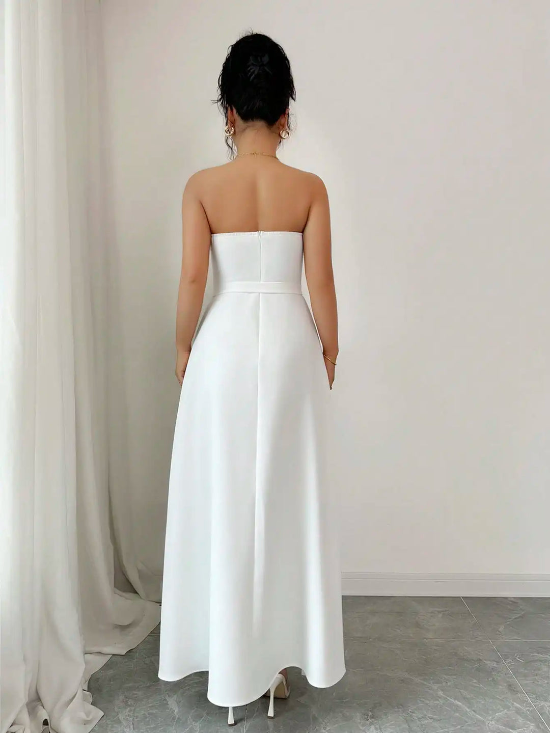 Stylish Waist Pleated Formal Dress
