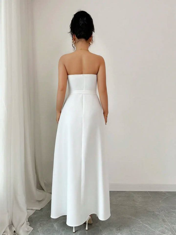 Stylish Waist Pleated Formal Dress