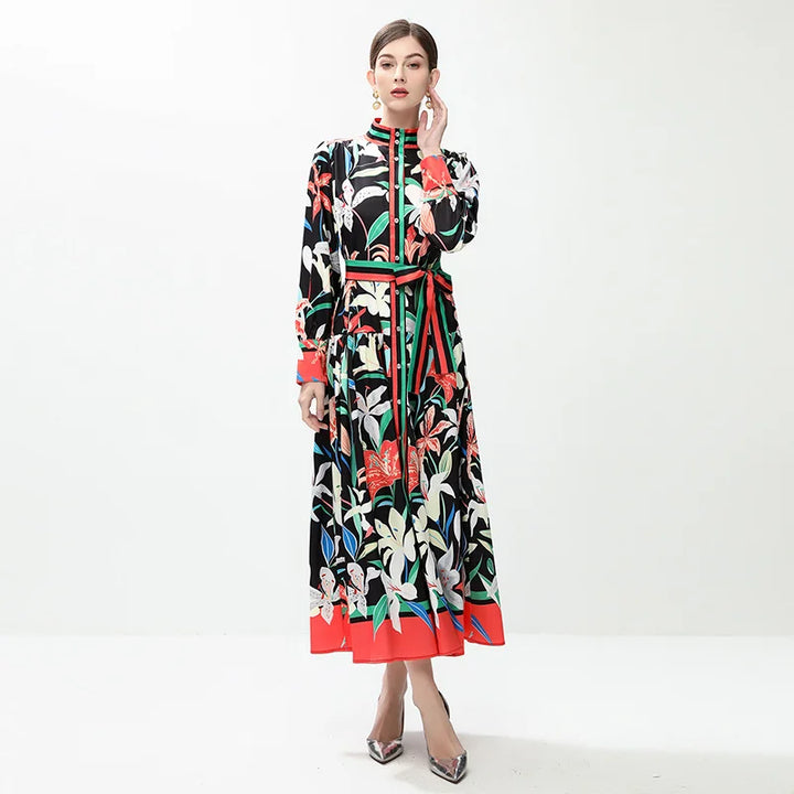 Modish Single Breasted Beach Holiday Maxi Dress