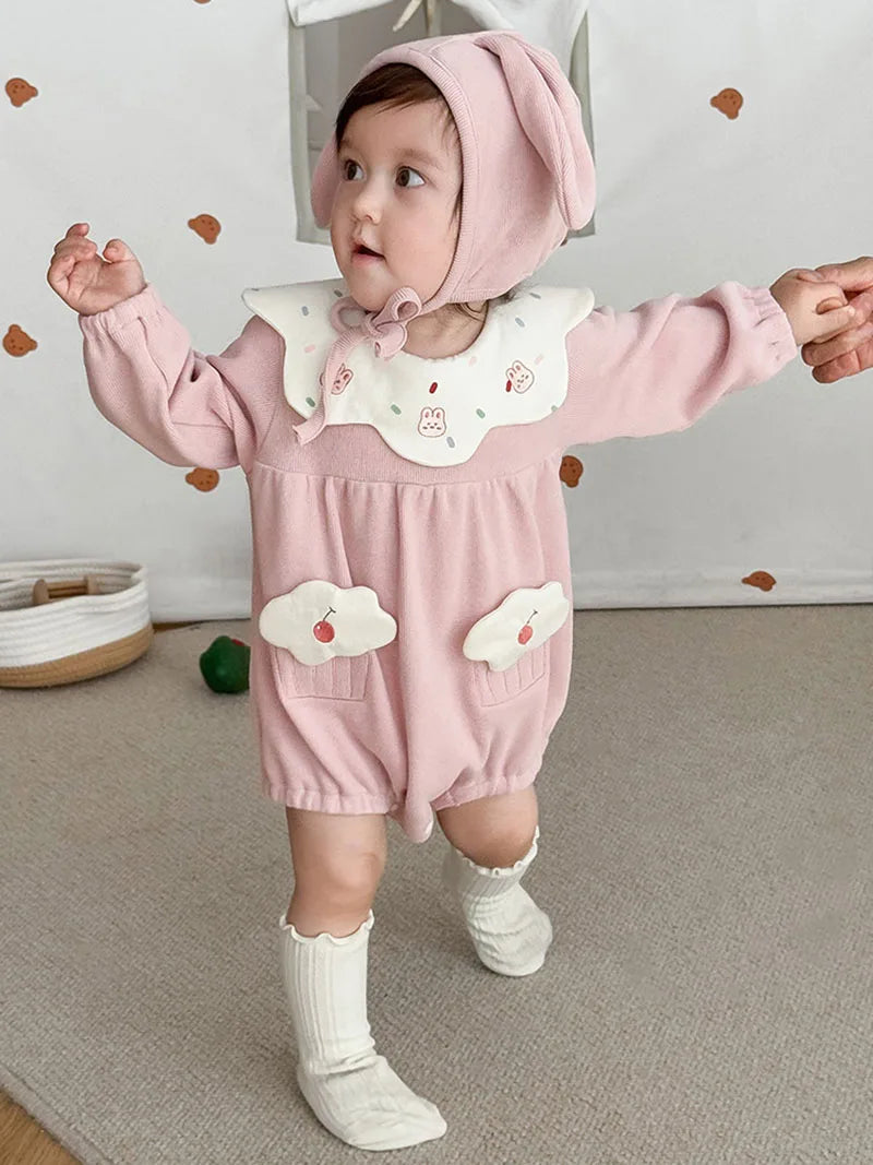Classic Dots Embroidery Baby Girl's Jumpsuit