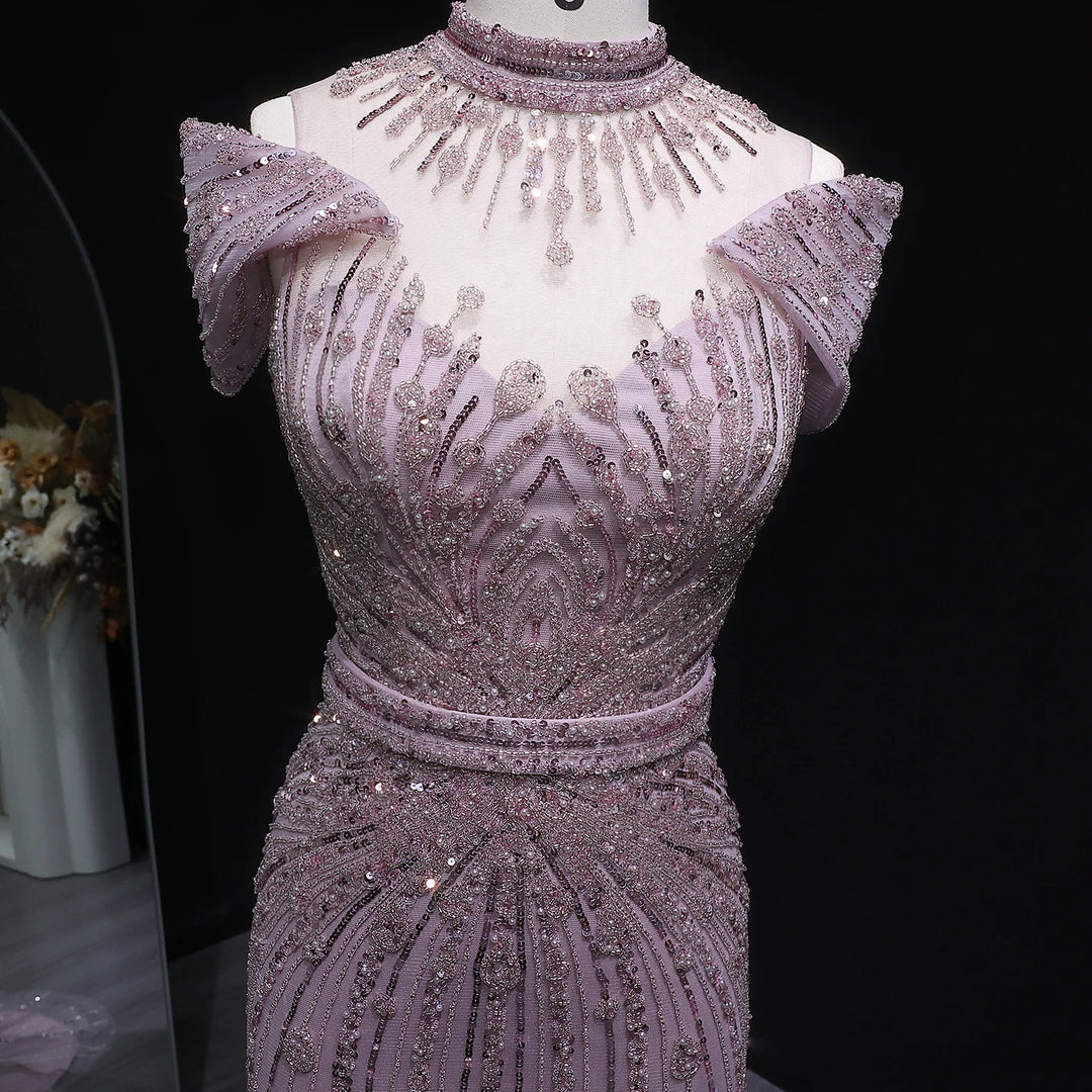 Lovely High Neck Arabic Party Prom Dress