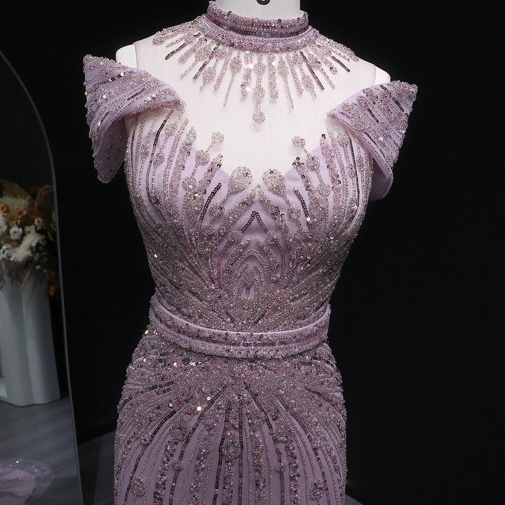 Lovely High Neck Arabic Party Prom Dress