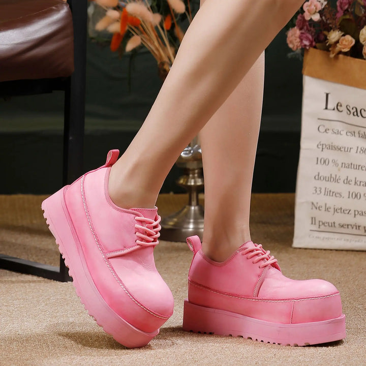 Elegant Lace-Up Thick Soled Shoes