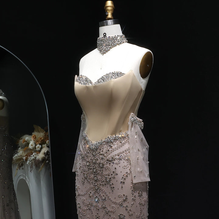 Exquisite Satin High Collar Formal Dress