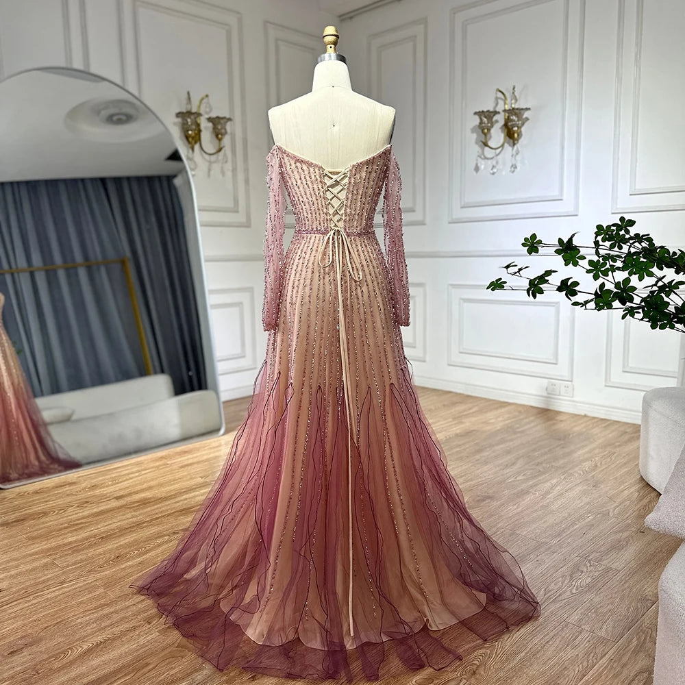 Classic A-Line Beaded Arabian Maxi Gown