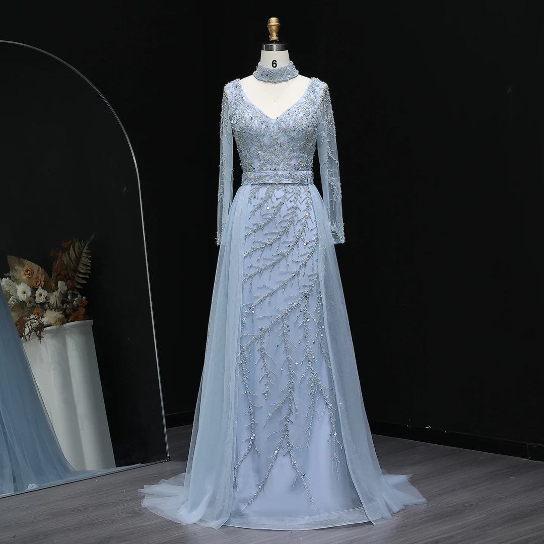 Luxurious Beaded Long Sleeves Formal Dress