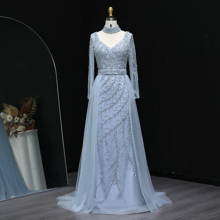 Luxurious Beaded Long Sleeves Formal Dress