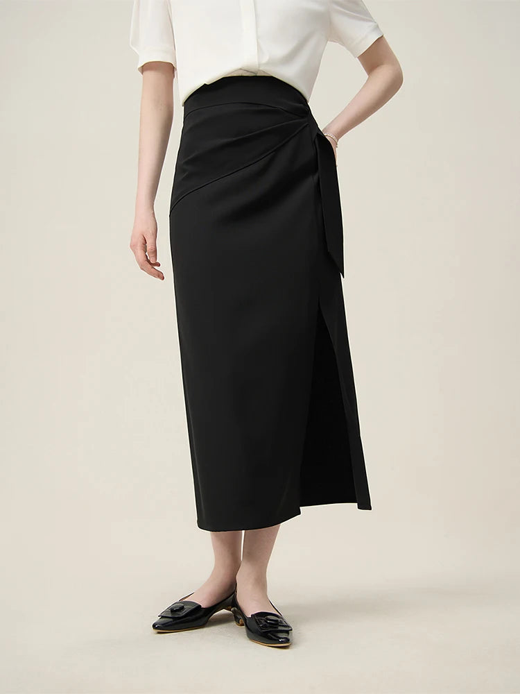 Straight Side Slit High Waist Skirt