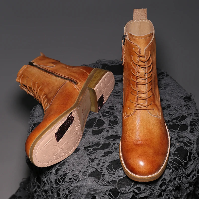 Grand High-Top Ankle Leather  Boots