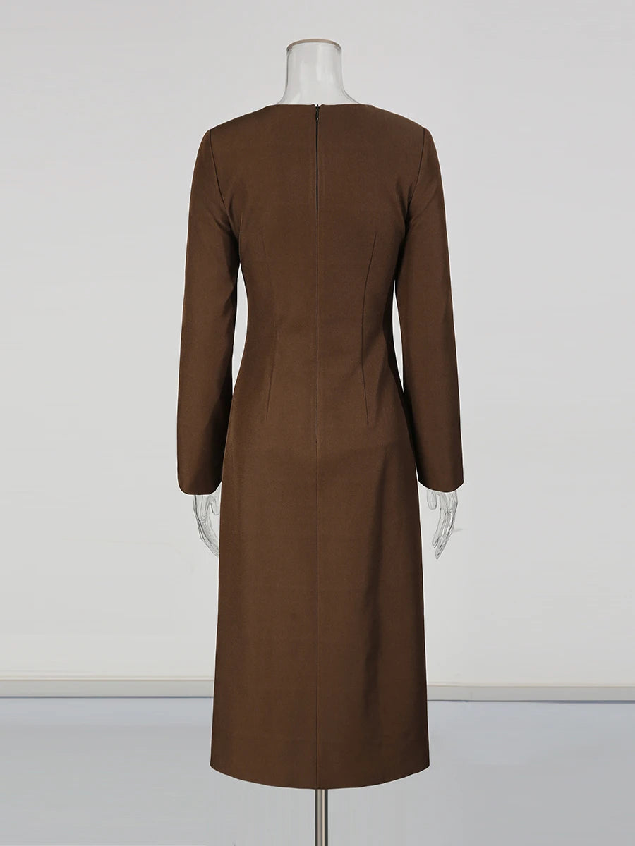 Refined Spliced A-Line Midi Dress