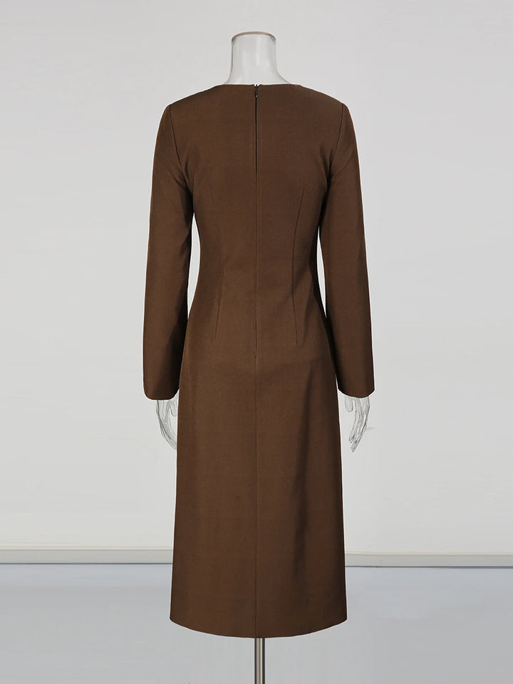 Refined Spliced A-Line Midi Dress