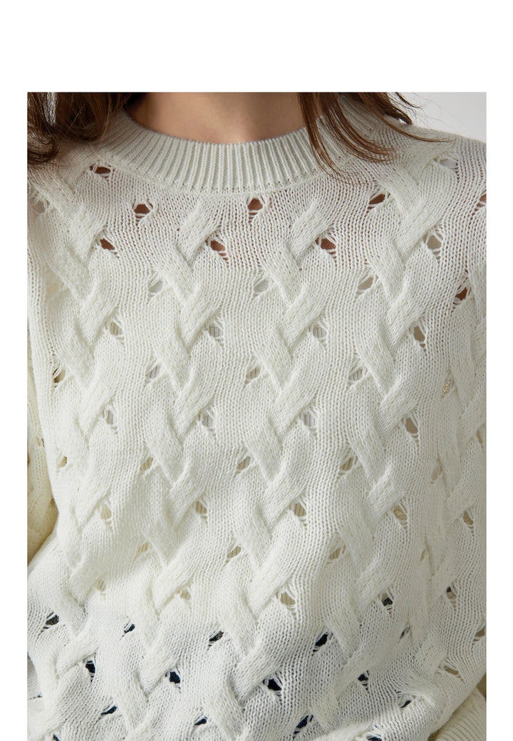 Hollow Out Knit Pullover Tops