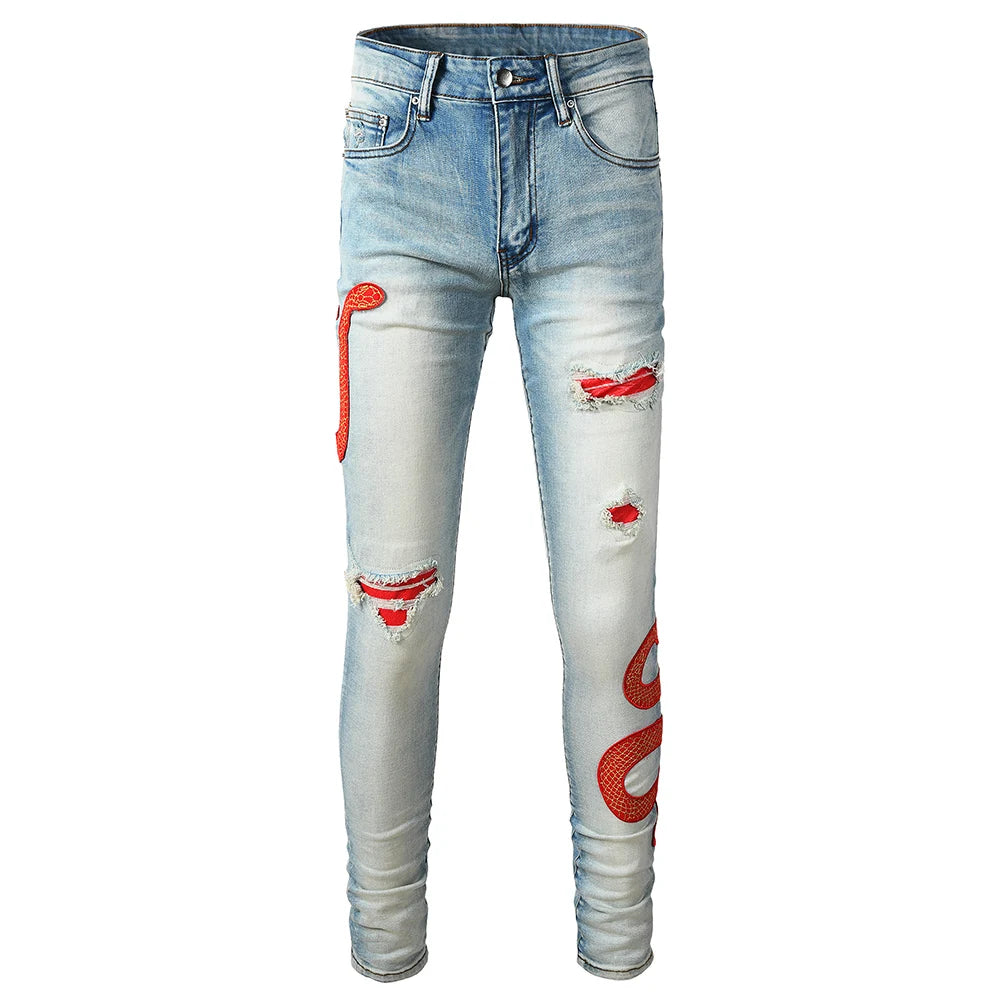 Fancy Tapered Distressed Denim Pants