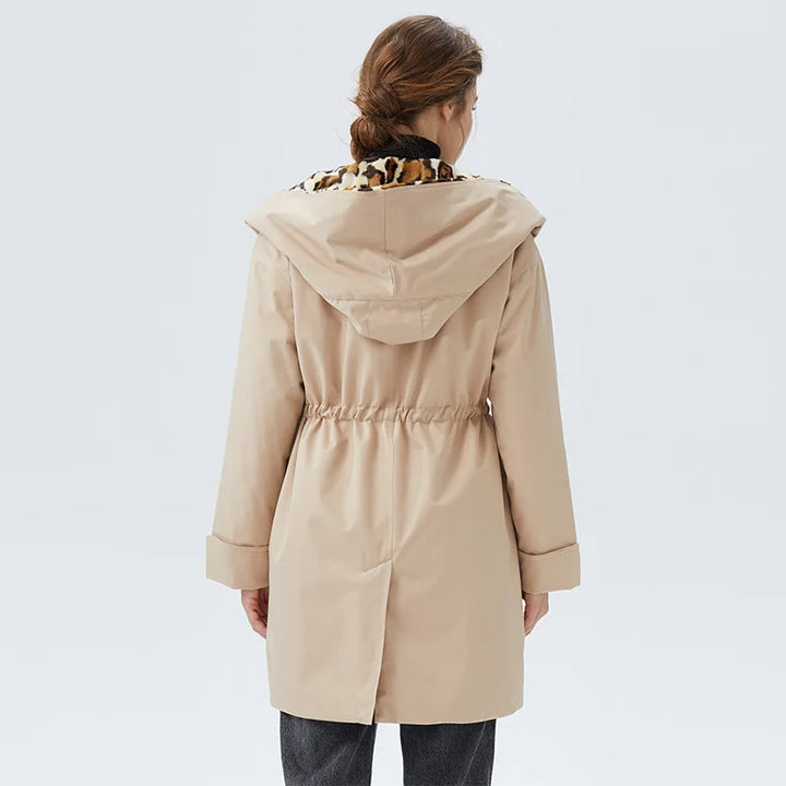 Lapel Hooded Thickened Trench Coat