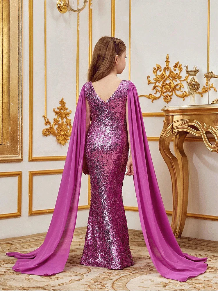 Robe de soirée en maille brillante pour fille