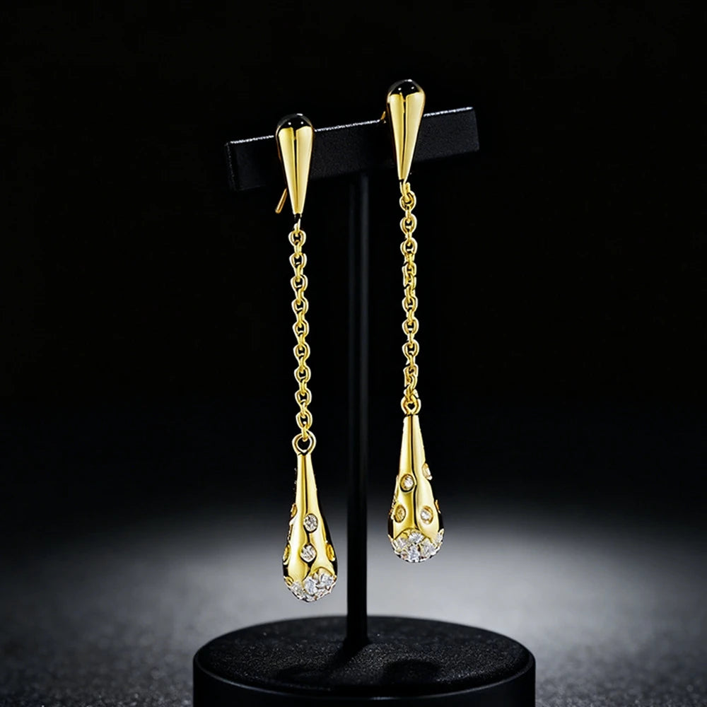 Luxury Gemstone Tassel Drop Earrings