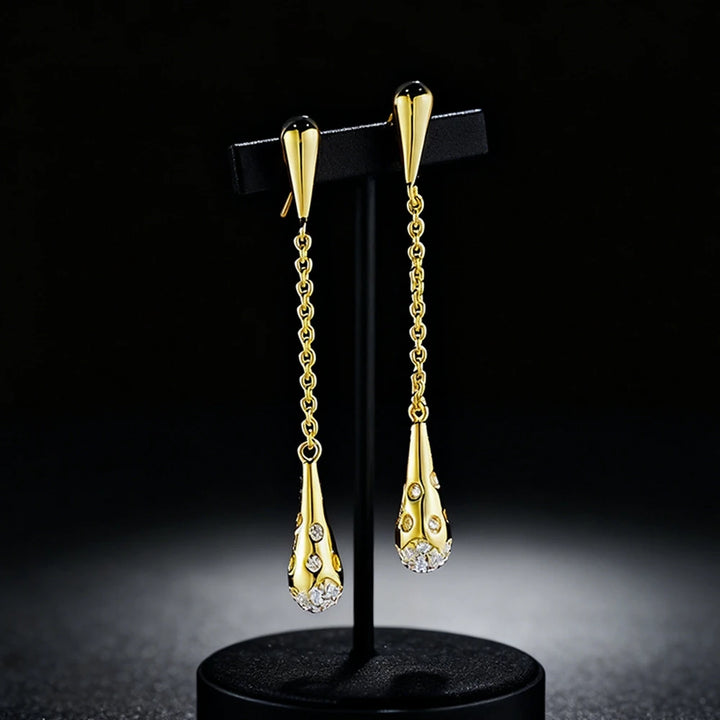 Luxury Gemstone Tassel Drop Earrings