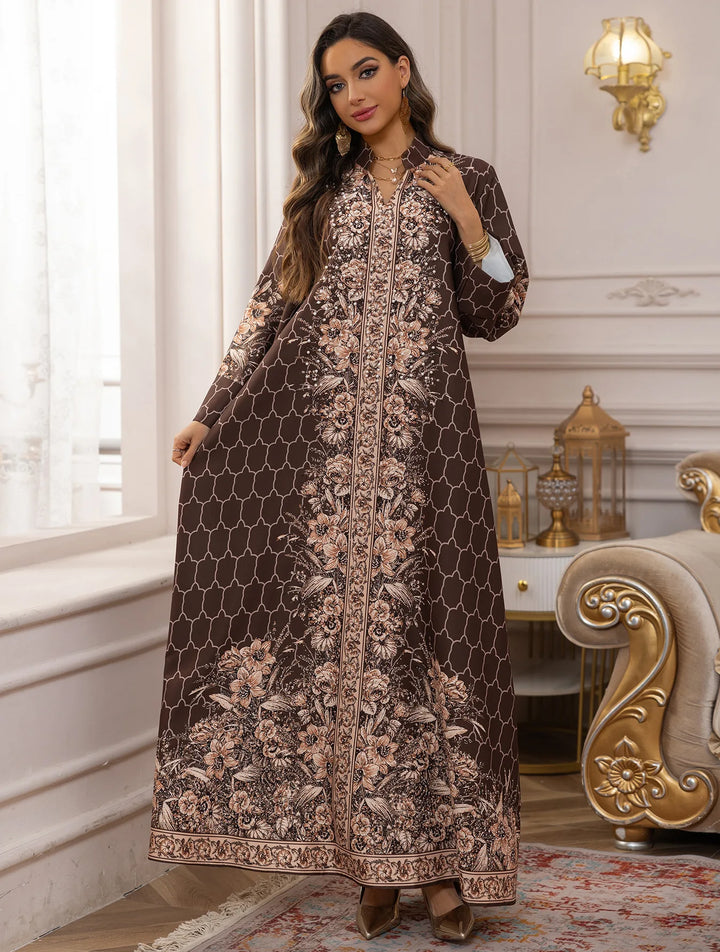 High-Class Bedazzled Long Kaftan Dress