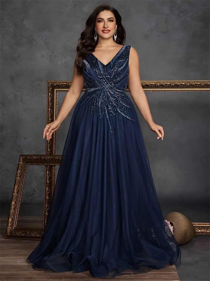 Elegant Sequin Plus Size Evening Gown