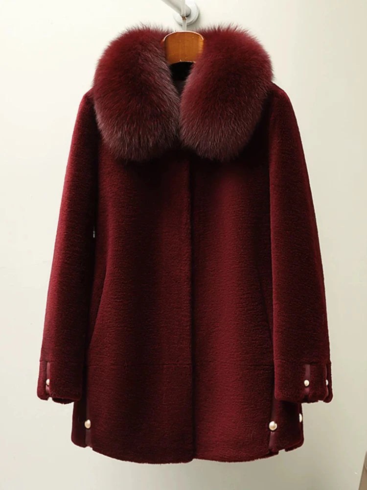 Real Fur Collar Elegant Warm Coat