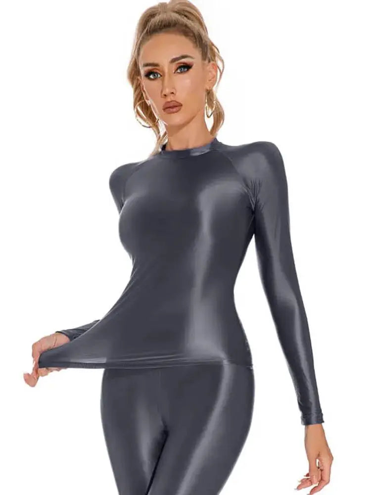 Glossy Shiny Fitness Crop Top