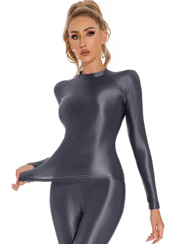 Glossy Shiny Fitness Crop Top