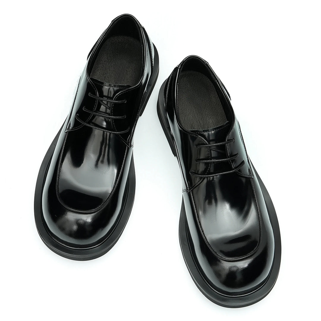British Glossy Wide-Foot Derby Shoes