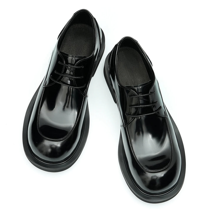 British Glossy Wide-Foot Derby Shoes