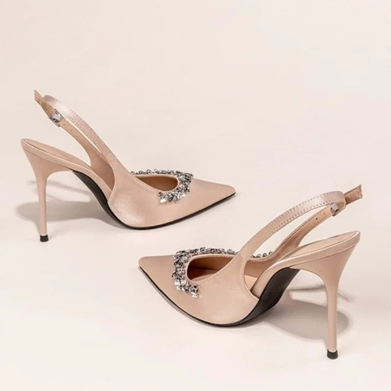 Classic Rhinestone Slingback High Heels