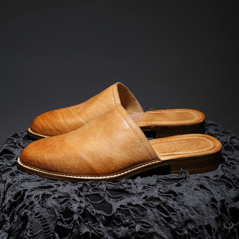 Slick Handcrafted Calf Leather Mules