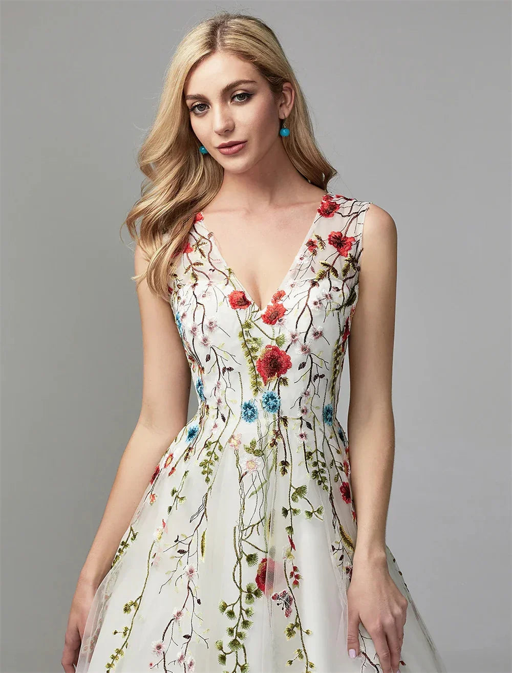Charming Floral Lace A-Line Evening Gown
