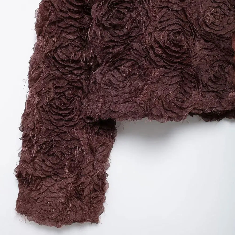 Stylish Textured Floral Cropped Jacket