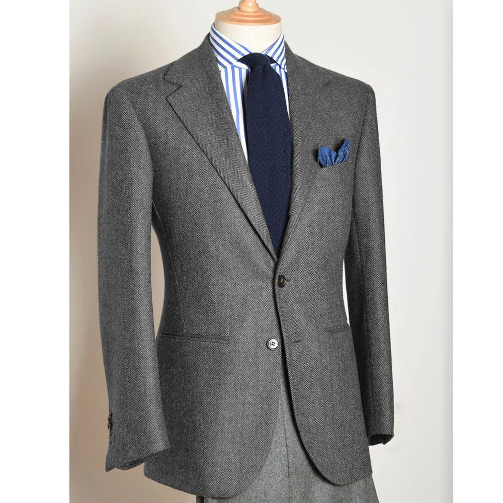 Stylish Korean Men's Herringbone Blazer