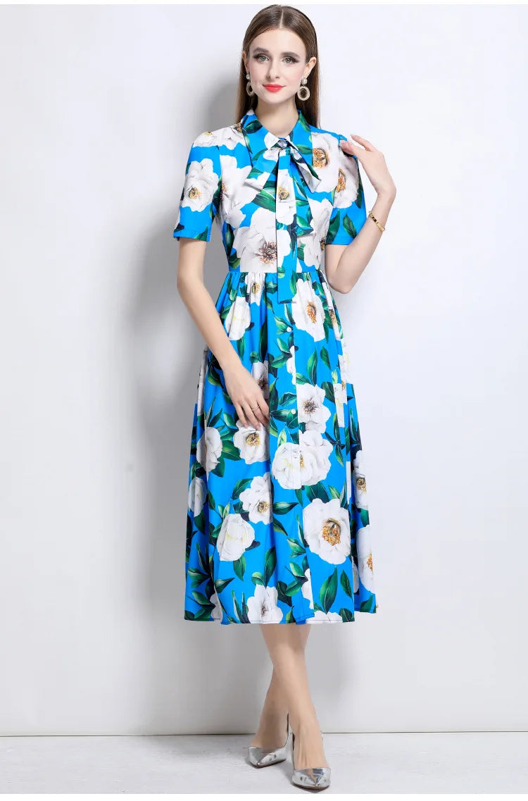 Sweet Floral Printed Midi Dress