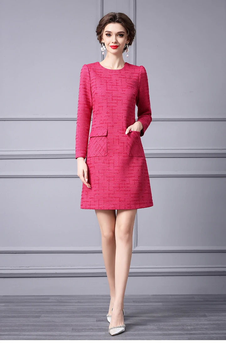 Slim Round Neck Commuter Dress