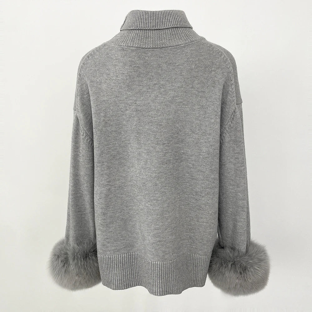 Stylish Standup Collar Loose Knitted Jumper